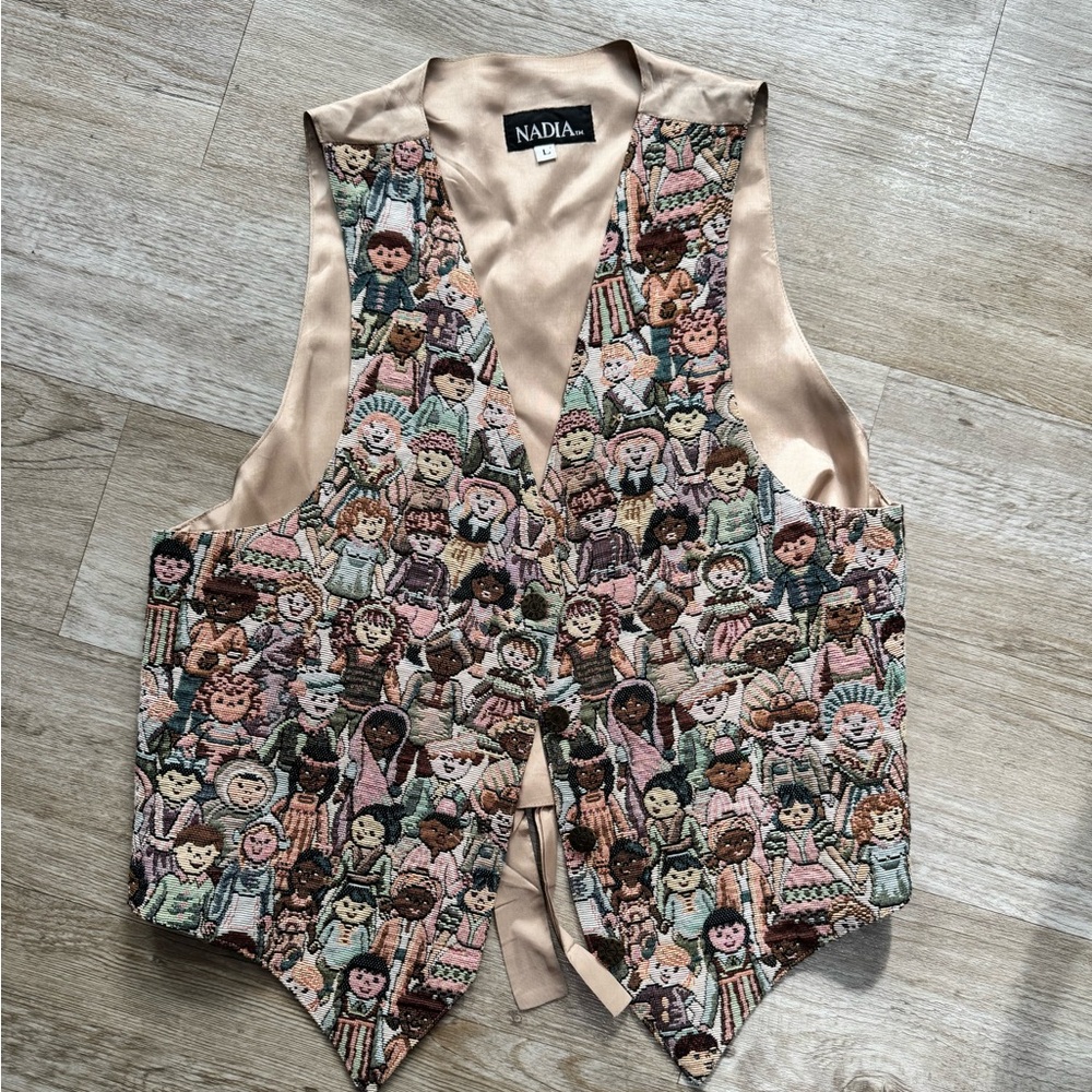 Vintage Nadia Jesse Spano Vest, 90s Brocade Vest, 
Village Brocade Size Large
